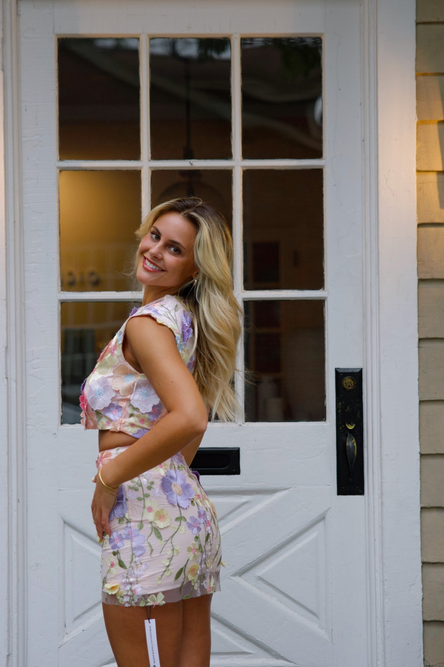 Floral Embroidery Two Piece Multi-Colored