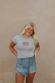 American Girl Baby Tee Dark Grey