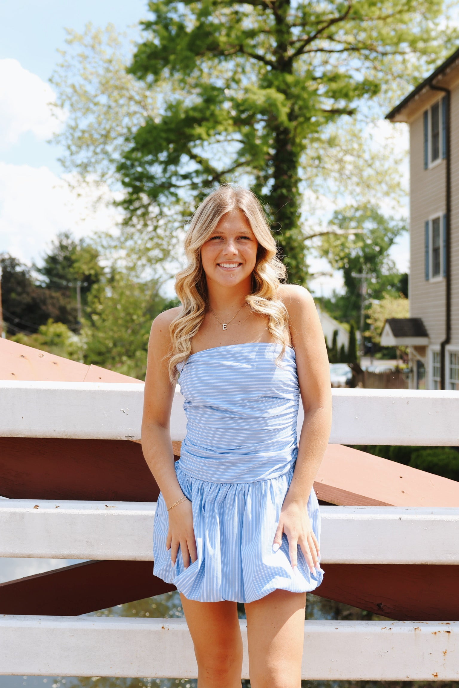 Gigi Dress Vintage Blue Stripe