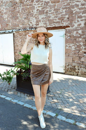 Helena PU Mini Skirt Brown