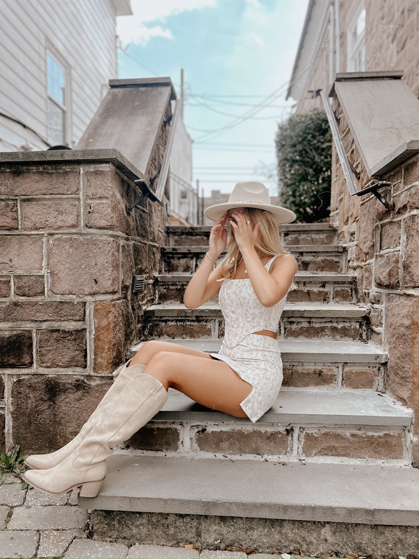 Abigail Ivory Beige Two Piece Set