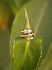 Marquise Coiled Ring: Clear Crystal with 18k Gold Plating