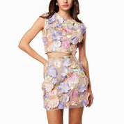 Floral Embroidery Two Piece Multi-Colored
