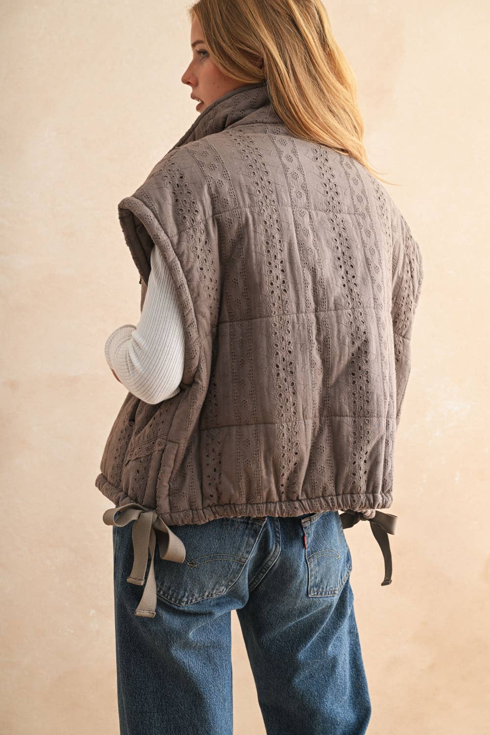 Crochet Lace Puffer Vest