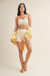 Ditsy Print Double Layered Sports Bra: Lemon Ditsy