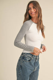 Y2K Raglan Long Sleeve Tee: Chocolate