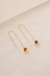 Barely There Chain and Crystal Dangle Earrings: Light Topaz Crystals with 18k Gold Plating