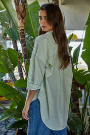 Hallie Summer Stripe Button Down Green