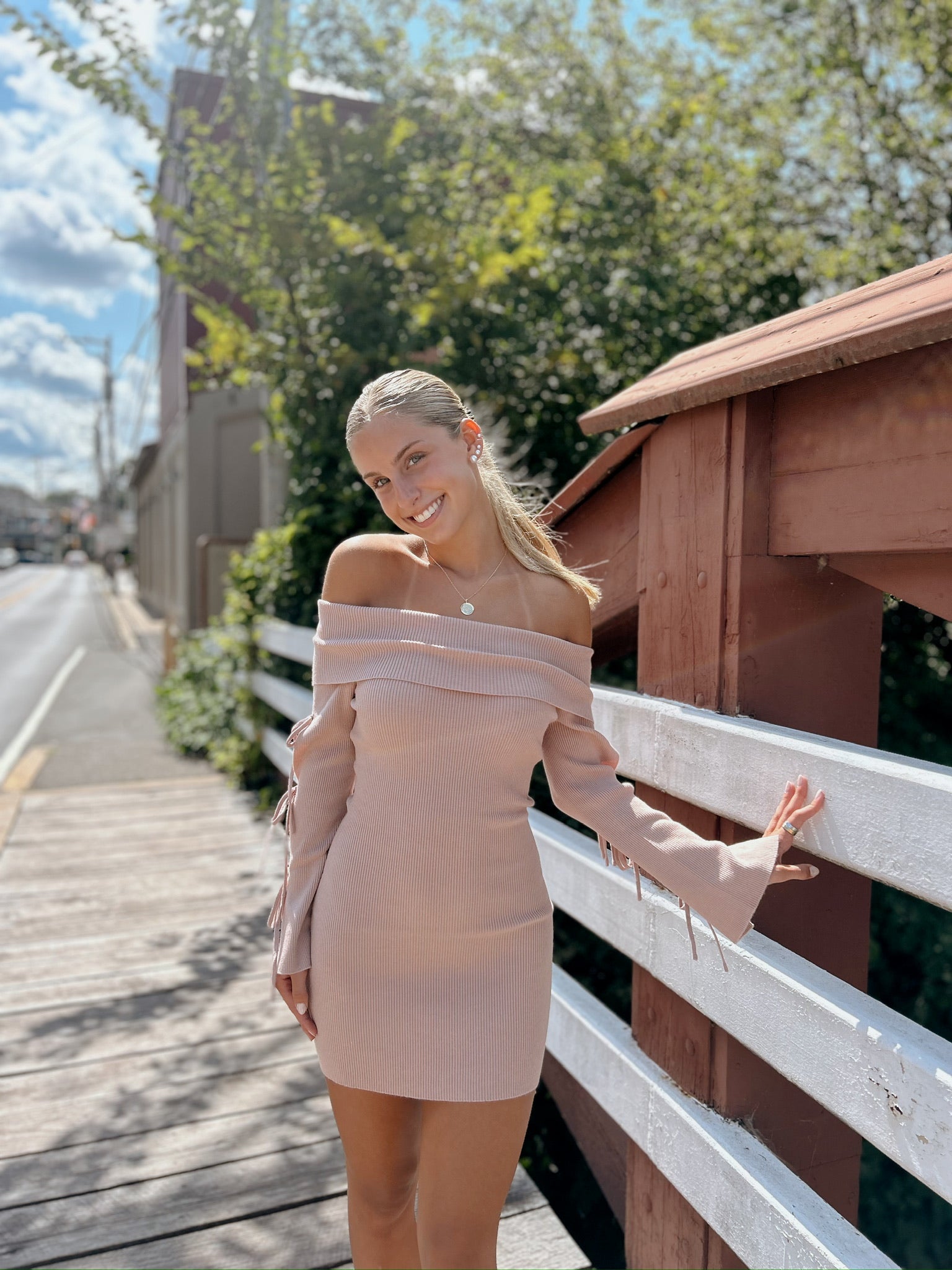 blush knit dress Ocane Ribbed Midi Dress, Blush Pink
