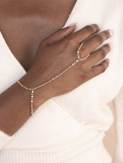 Crystal Dotted Hand Chain: Clear Crystal with 18k Gold Plating