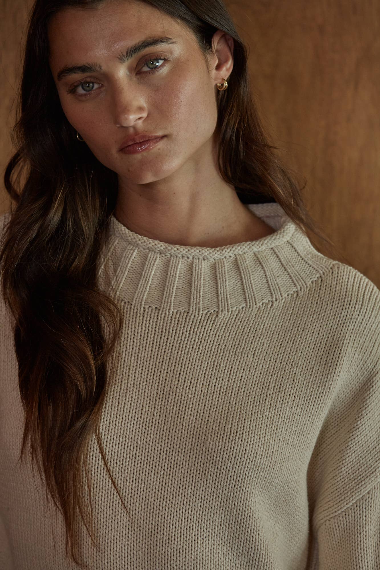 Alaina Mock Neck Tan