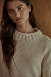 Alaina Mock Neck Tan