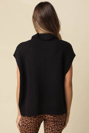 Grace Mock Neck Knit Sweater in Black