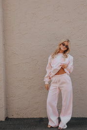 SHOBI LOW RISE TRACK PANTS - BALLET PINK