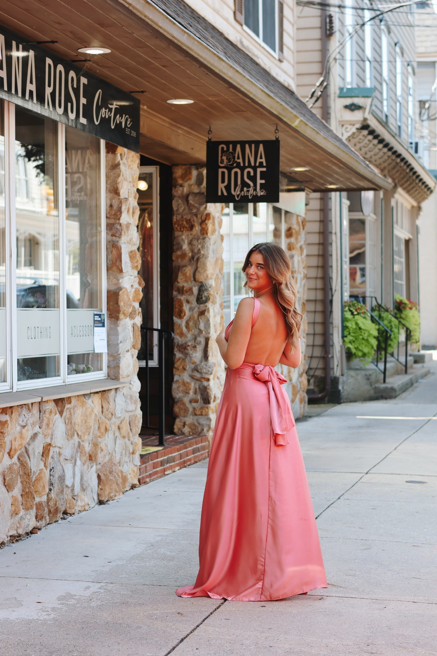 Rose Satin Wrap Dress