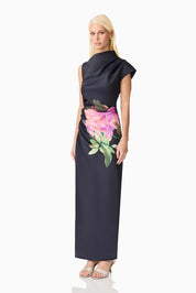 Azelie Asymmetrical Gown in Black