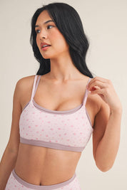 Ditsy Print Double Layered Sports Bra Pink