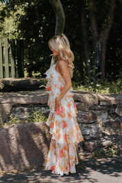 Mabel Tiered Maxi Orange/White