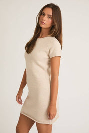Mackenzie Knit Sweater T Shirt Dress in Cream