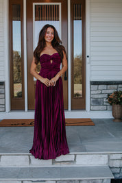 Florence Twist Front Bodice Plisse Maxi Dress in Burgundy | Lulus