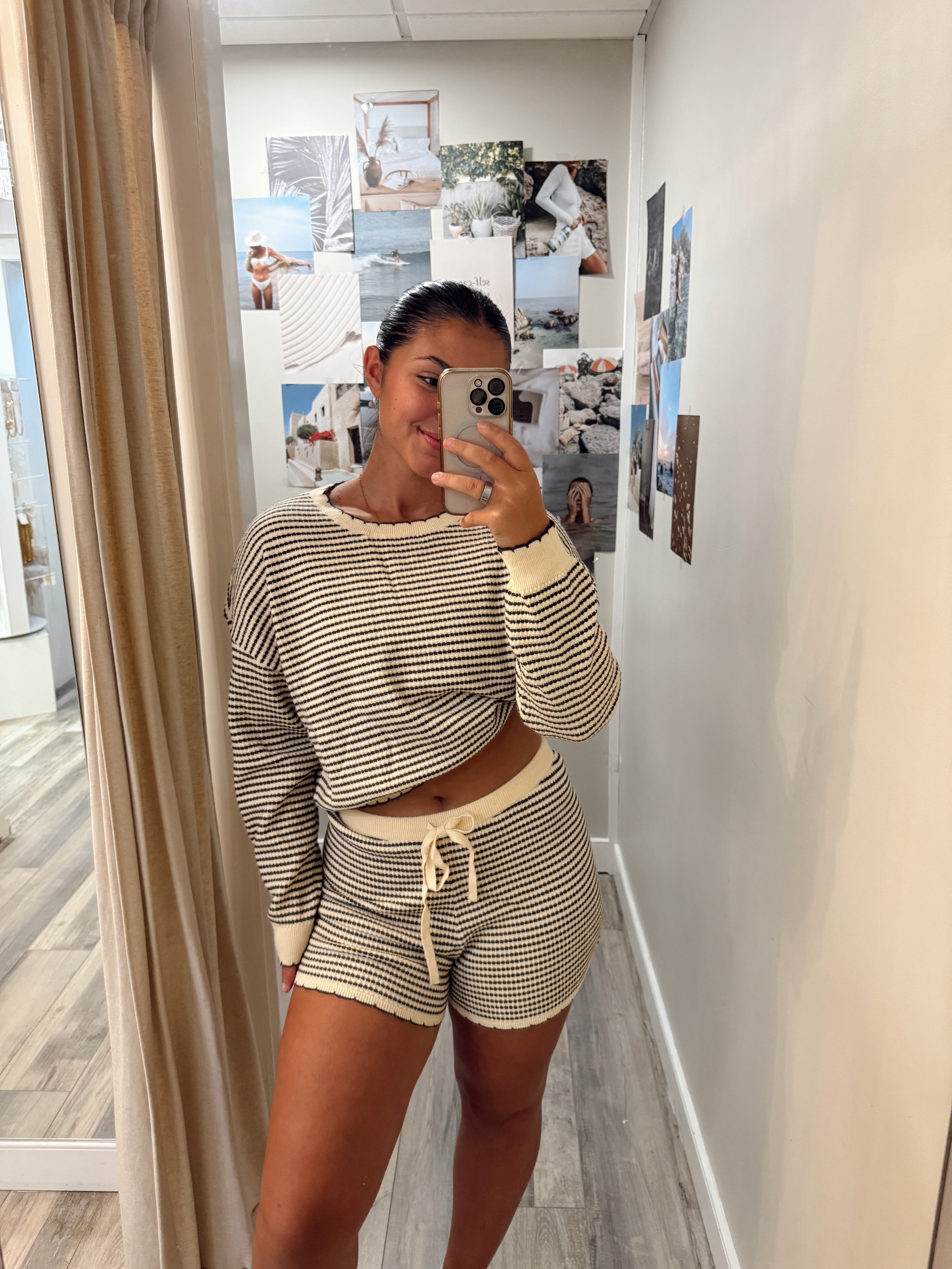 Oat Latte Striped Set