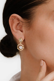 Organic Shape Crystal Earrings: Clear Crystal with 18k Gold Plating / One Size
