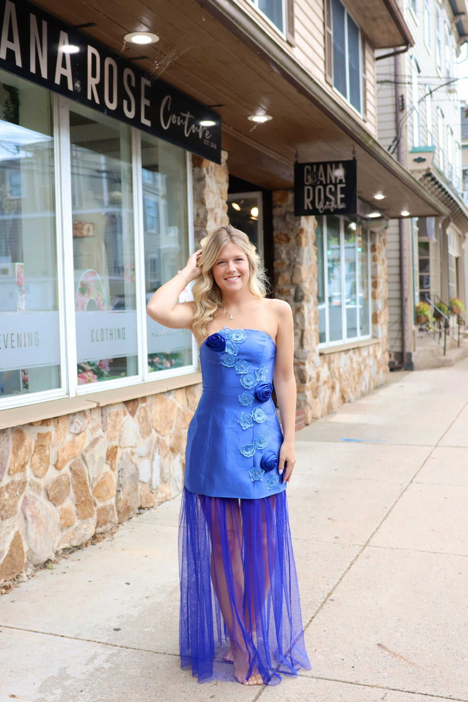Oleander Strapless Maxi Dress In Cobalt by Elliatt