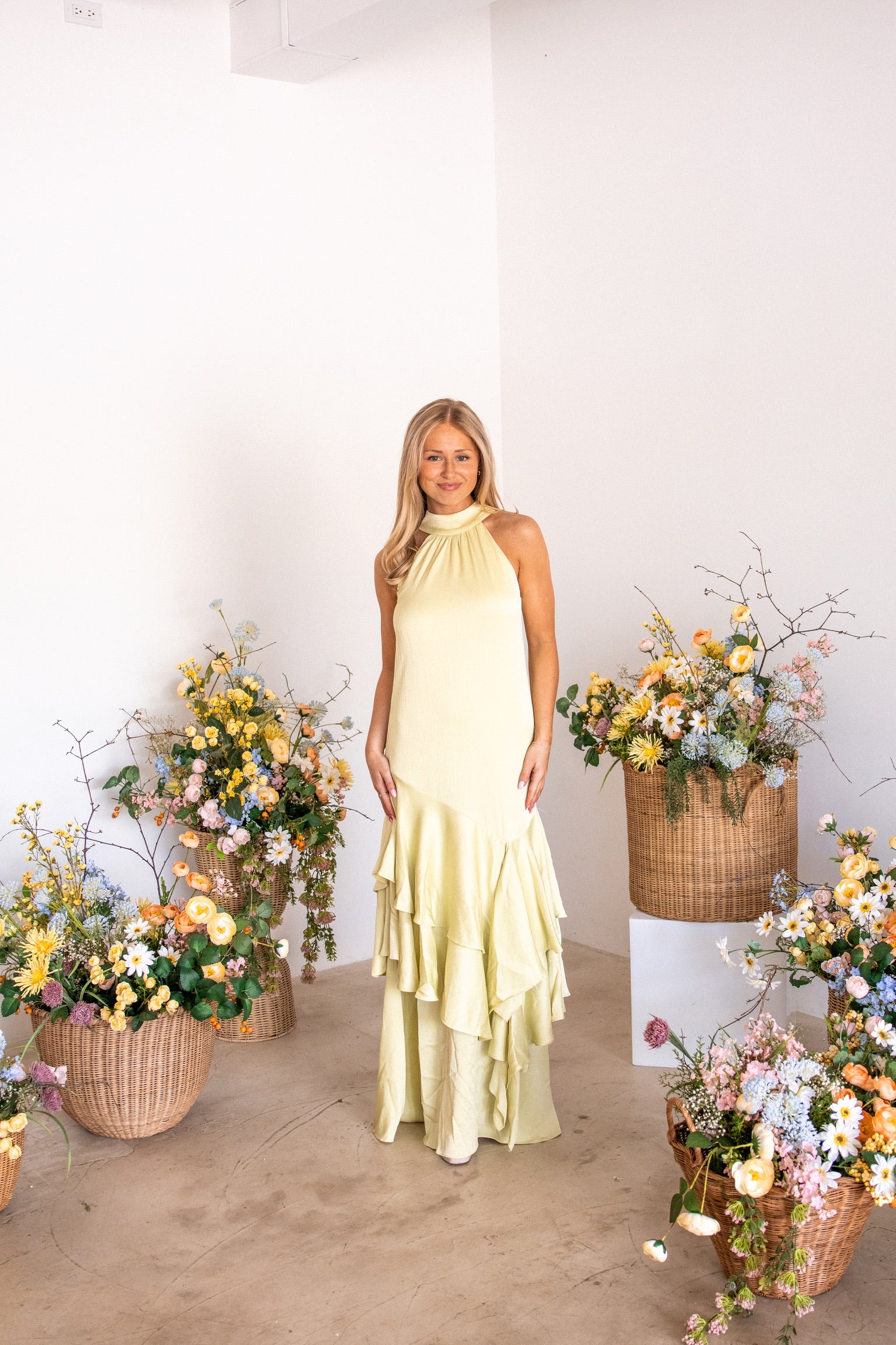 Varella Halter Gown in Pistachio Green | Elliatt