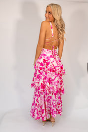 Rayne Ruffle Maxi Hot Pink Combo