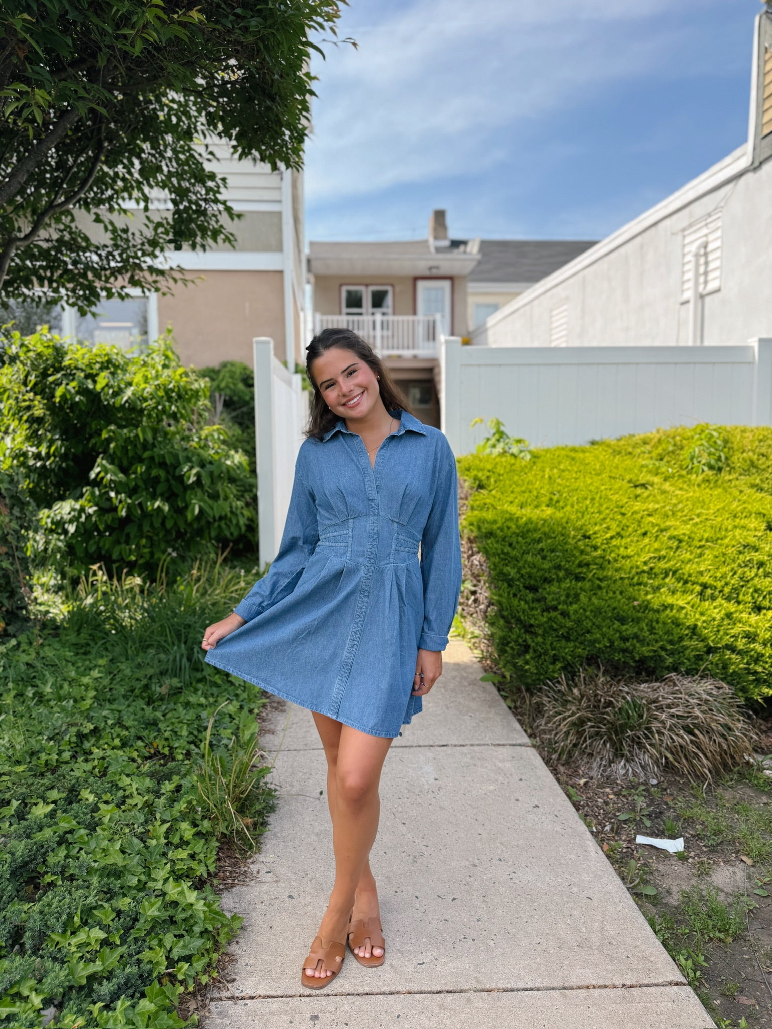 Aria Dress Chambray Blue