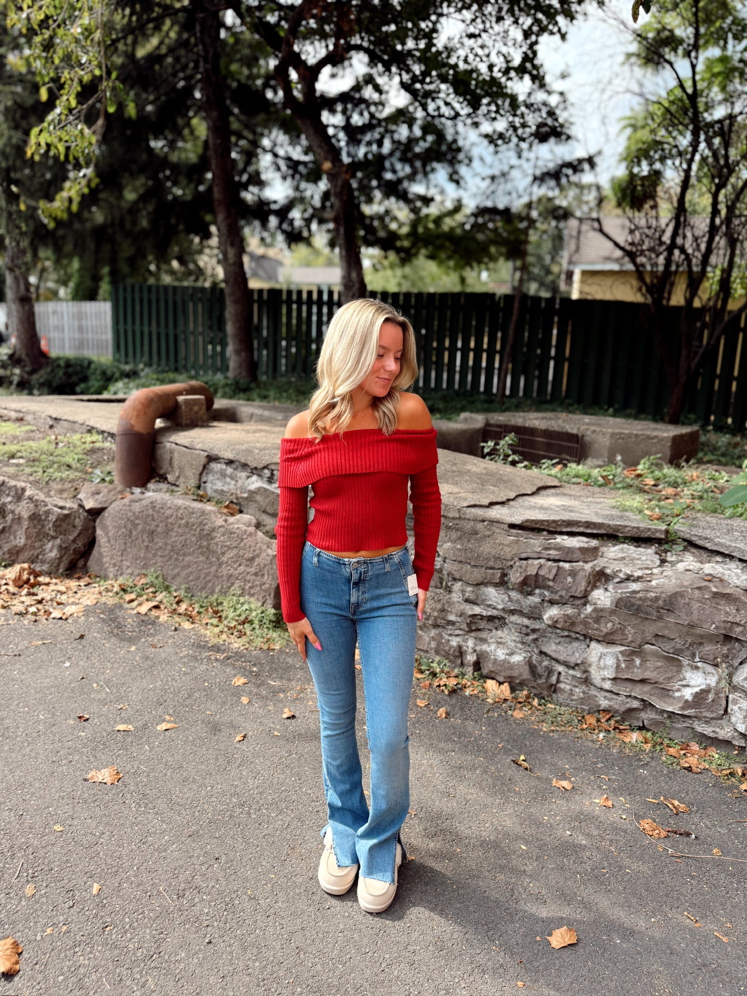 Kerianne Off The Shoulder Top Red