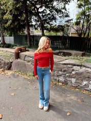 Kerianne Off The Shoulder Top Red