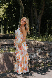 Mabel Tiered Maxi Orange/White