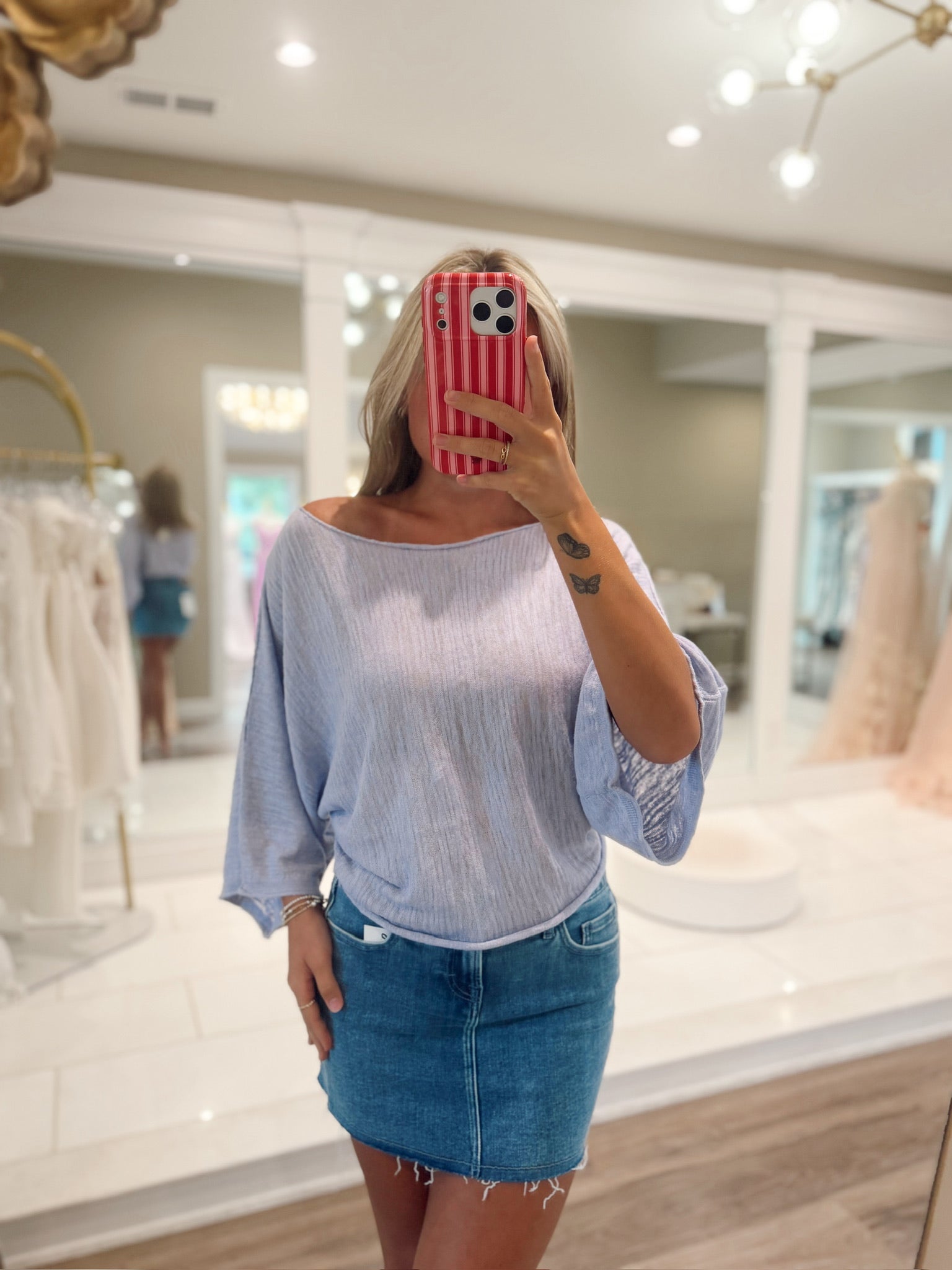 Amber Breeze Off-The-Shoulder Sweater Violet tune