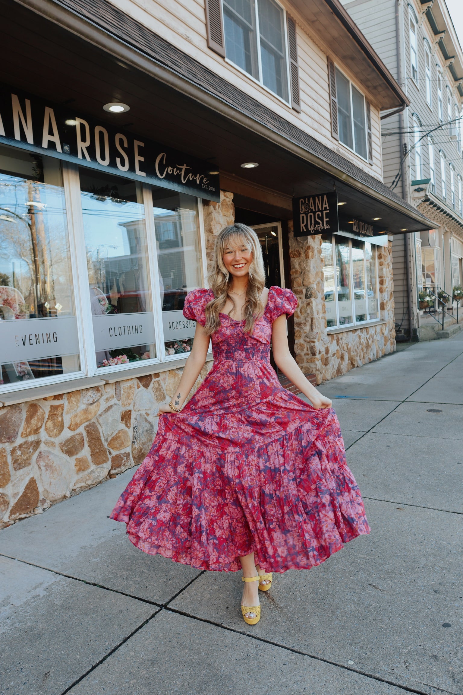 Sundrenched Short-Sleeve Maxi Dress / MAGENTA COMBO FP