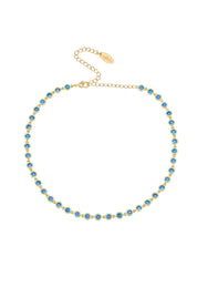 Crystal Disc and 18k Gold Plated Link Necklace: Clear Crystals / One Size