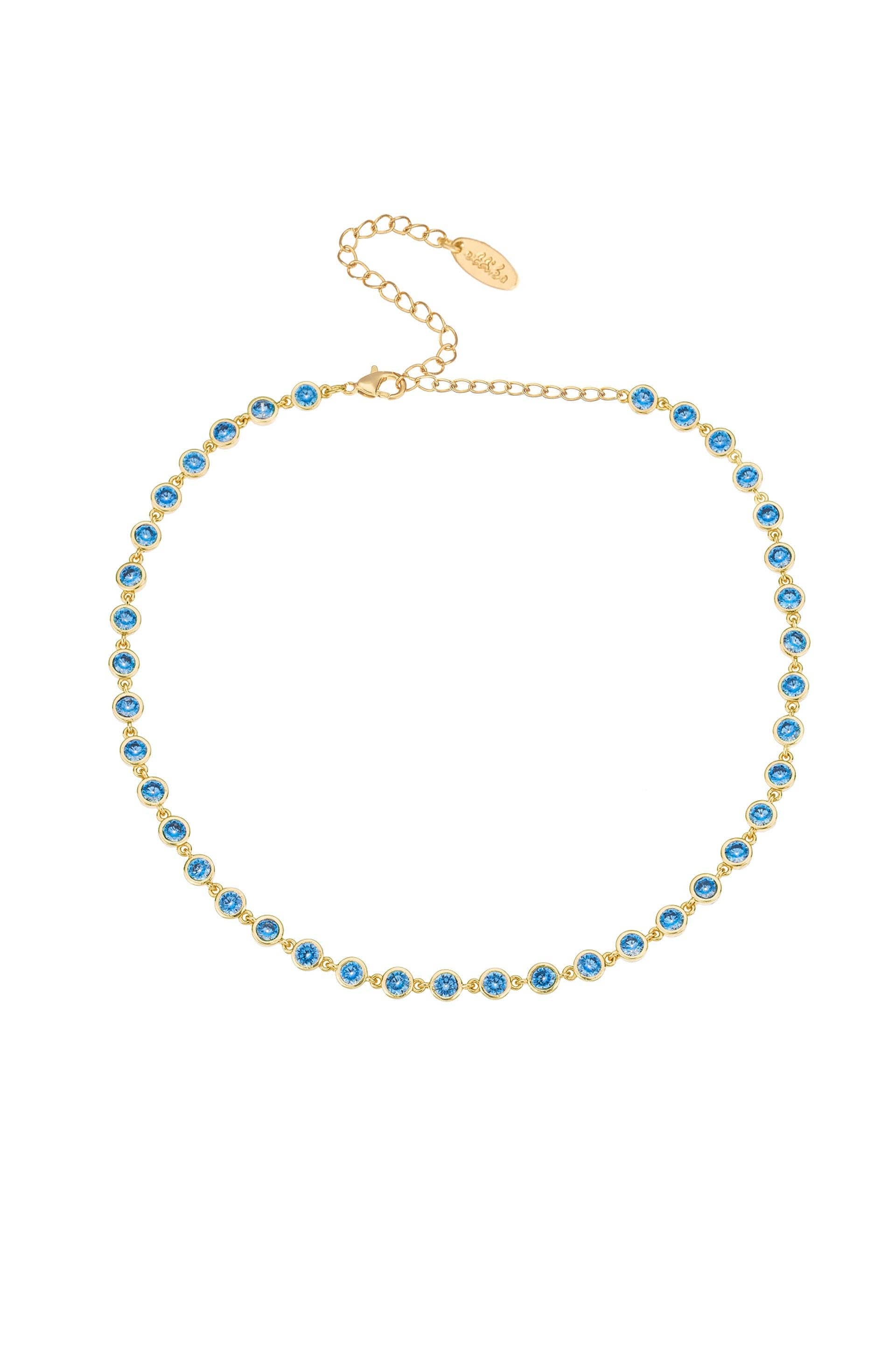 Crystal Disc and 18k Gold Plated Link Necklace: Clear Crystals / One Size