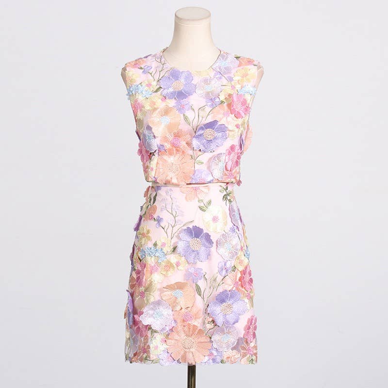 Floral Embroidery Two Piece Multi-Colored