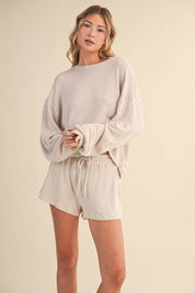 Hacci Long Sleeve Crewneck Top Beige