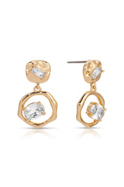 Organic Shape Crystal Earrings: Clear Crystal with 18k Gold Plating / One Size