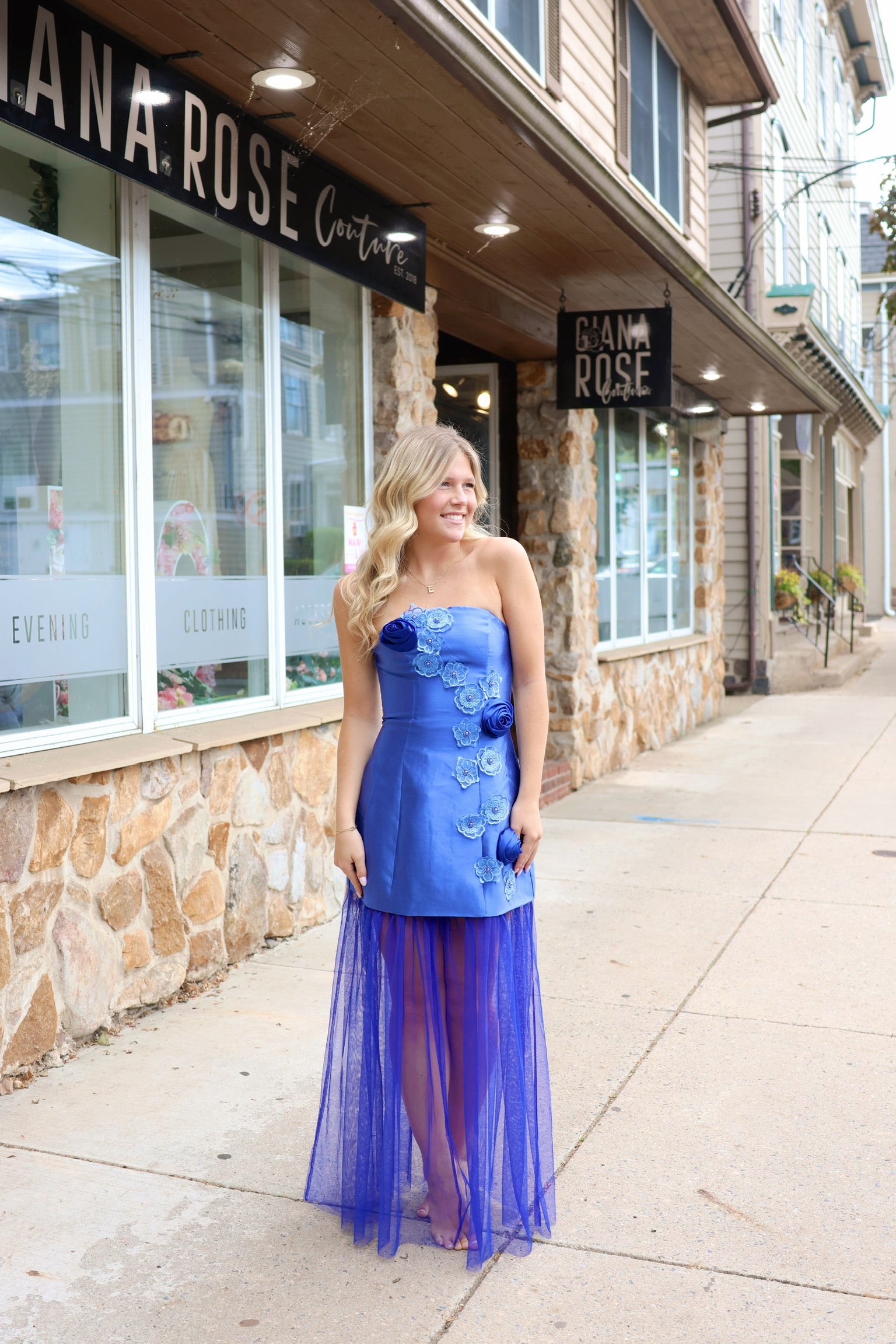 Oleander Strapless Maxi Dress In Cobalt by Elliatt
