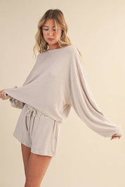 Hacci Long Sleeve Crewneck Top Beige