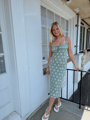Lucinda Lace Midi Dress in Lilypad
