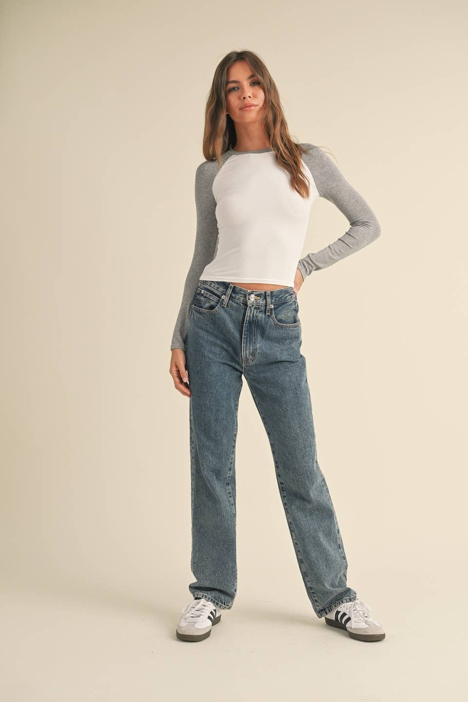 Y2K Raglan Long Sleeve Tee: Chocolate