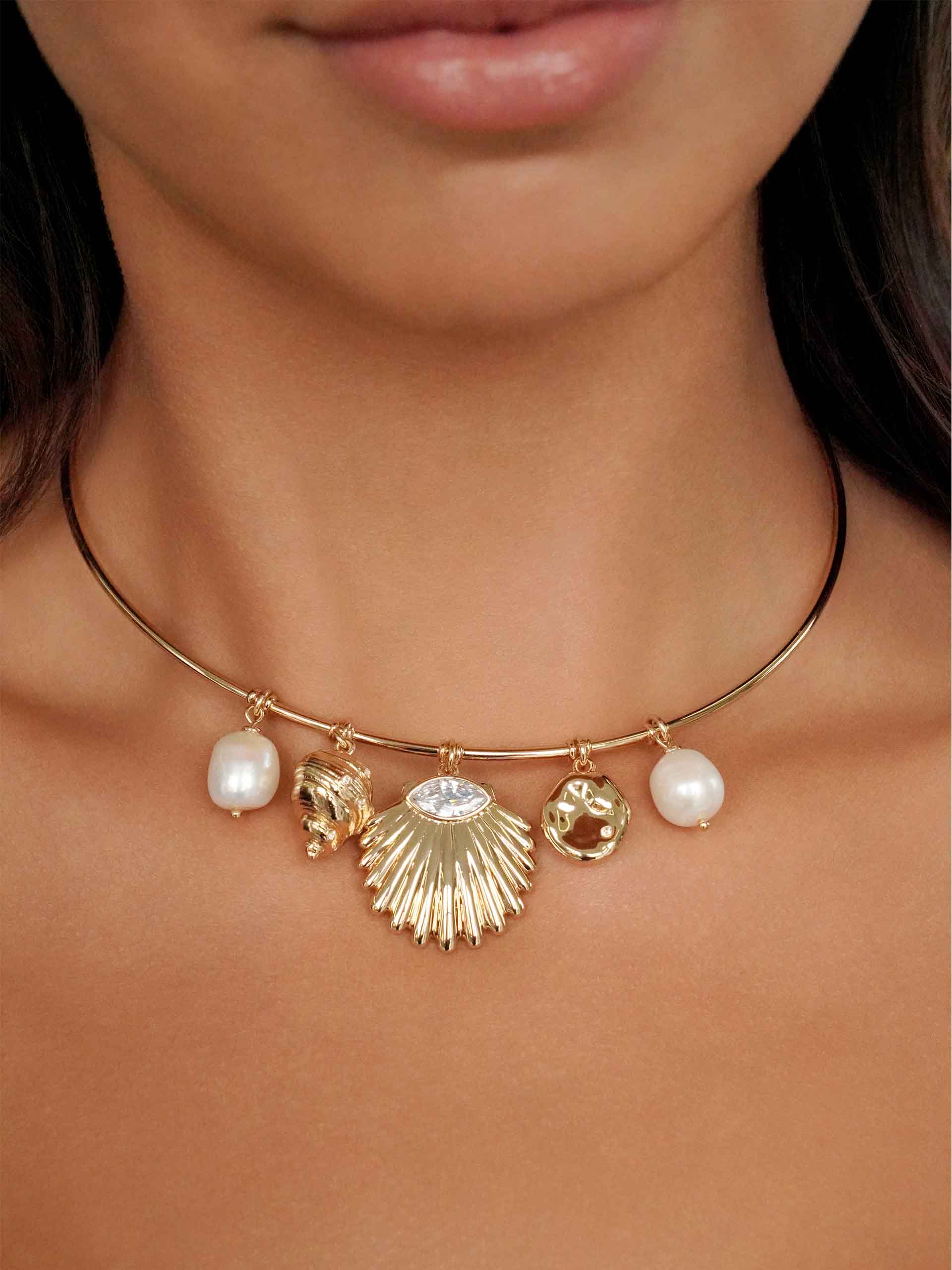 Endless Shores Necklace: Pearl with 18k Gold Plating / One Size