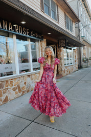 Sundrenched Short-Sleeve Maxi Dress / MAGENTA COMBO FP