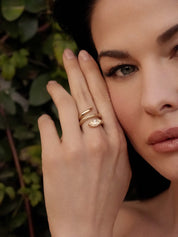 Marquise Coiled Ring: Clear Crystal with 18k Gold Plating