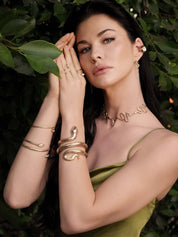 Marquise Coiled Bangle: Clear Crystal with 18k Gold Plating