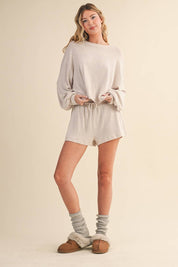 Hacci Long Sleeve Crewneck Top Beige