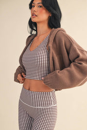 Knit Zip Up Hoodie Sweater Pink